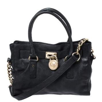 Pre Owned MICHAEL Michael Kors Black Leather Hamilton Tote