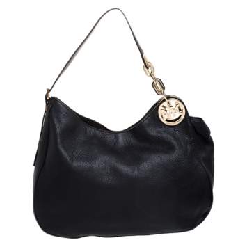 Pre Owned MICHAEL Michael Kors Black Leather Fulton Slouchy Hobo