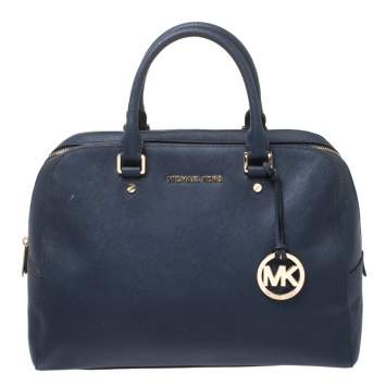 Pre Owned MICHAEL Michael Kors Blue Leather Boston Bag