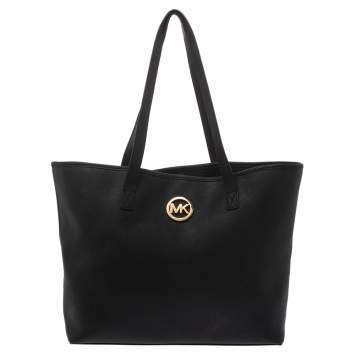 Pre Owned MICHAEL Michael Kors Black Leather Jet Set Travel Tote