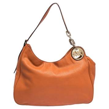Pre Owned MICHAEL Michael Kors Orange Leather Fulton Hobo