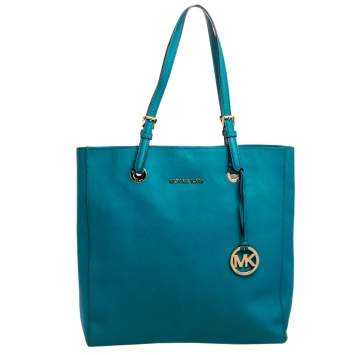 Pre Owned MICHAEL Michael Kors Blue Leather Jet Set North South Tote