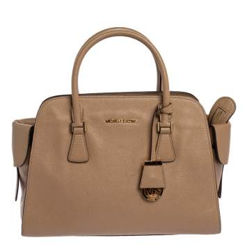 Pre Owned Michael Michael Kors Beige Leather Gia Satchel