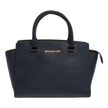 Pre Owned Michael Michael Kors Blue Leather Medium Selma Satchel