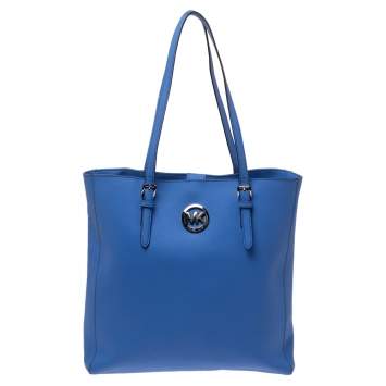 Pre Owned MICHAEL Michael Kors Blue Leather Large Jet Set Travel Tote