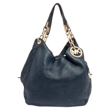 Pre Owned Michael Kors Navy Blue Leather Lillie Hobo 