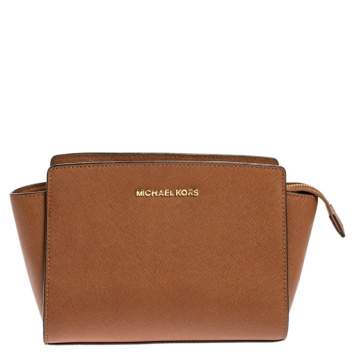 Pre Owned MICHAEL Michael Kors Brown Leather Medium Selma Crossbody Bag 