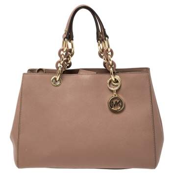 Pre Owned Michael Michael Kors Old Rose Leather Sofia Tote