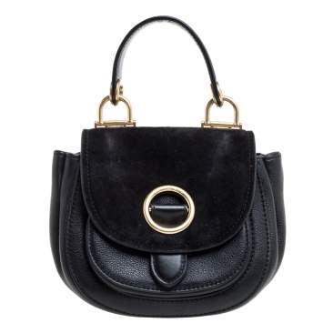Pre Owned MICHAEL Michael Kors Black Leather and Suede Isadore Shoulder Bag
