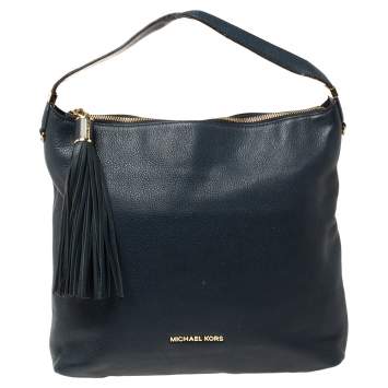 Pre Owned MICHAEL Michael Kors Navy Blue Leather Large Weston Hobo
