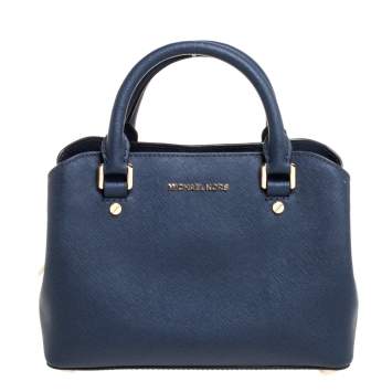مملوكة مسبقًا Michael Kors Navy Blue Saffiano Leather Small Savannah Satchel