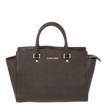 مملوكة مسبقًا MICHAEL Michael Kors Dark Brown Leather Large Selma Satchel