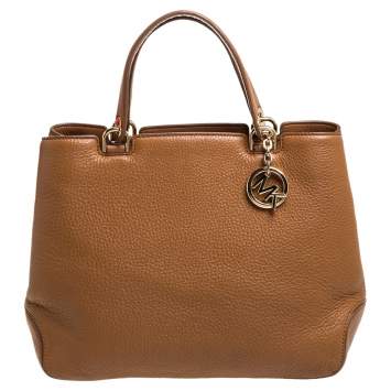Pre Owned MICHAEL Michael Kors Brown Soft Leather Anabelle Mid Zip Tote