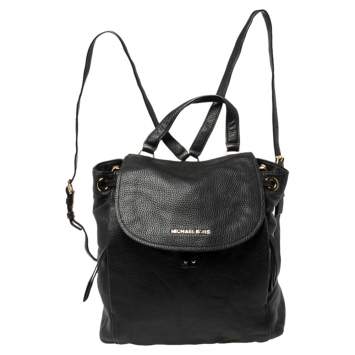 Pre Owned MICHAEL Michael Kors Black Soft Leather Drawstring Backpack