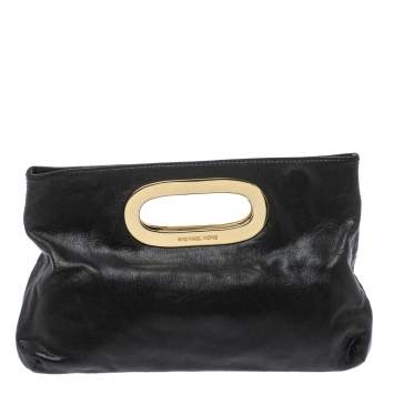 Pre Owned MICHAEL Michael Kors Black Leather Berkley Clutch