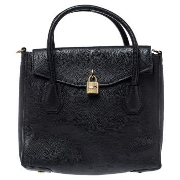 Pre Owned MICHAEL Michael Kors Black Leather Large Mercer All In One Tote