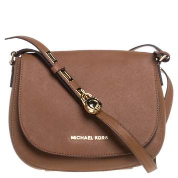 Pre Owned MICHAEL Michael Kors Brown Leather Hamilton Crossbody Bag