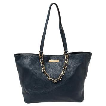 Pre Owned Michael Michael Kors Navy Blue Leather Harper Tote