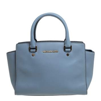 Pre Owned MICHAEL Michael Kors Blue Leather Medium Selma Satchel