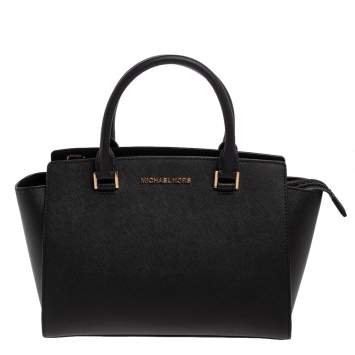 مملوكة مسبقًا Michael Michael Kors Black Leather Medium Selma Satchel