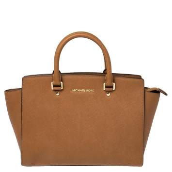 Pre Owned MICHAEL Michael Kors Brown Leather Large Selma Tote