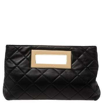Pre Owned MICHAEL Michael Kors Black Quilted Leather Berkley Clutch