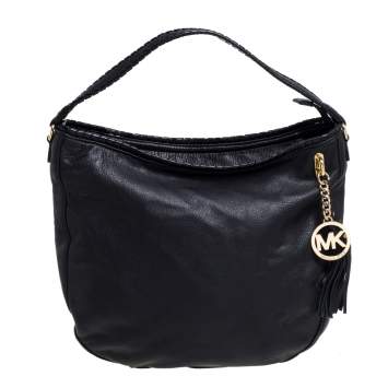 Pre Owned MICHAEL Michael Kors Black Leather Tassel Hobo 