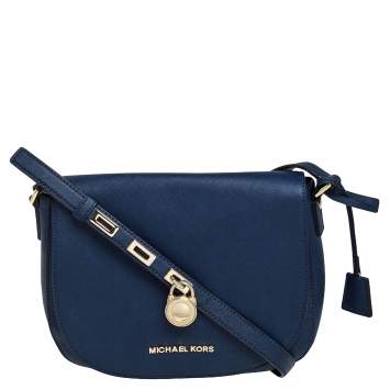 Pre Owned MICHAEL Michael Kors Blue Leather Large Hamilton Shoulder Bag