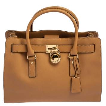 Pre Owned Michael Michael Kors Tan Leather Hamilton East West Tote