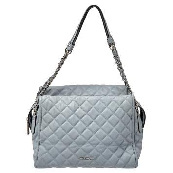 Pre Owned MICHAEL Michael Kors Blue Quilted Leather XL Rachel Satchel