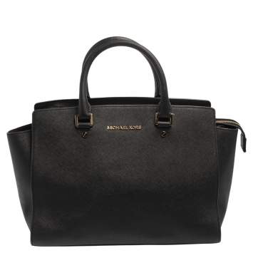 Pre Owned MICHAEL Michael Kors Black Saffiano Leather Large Selma Tote
