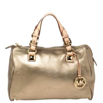 Pre Owned MICHAEL Michael Kors Metallic Gold Leather Large Grayson Satchel