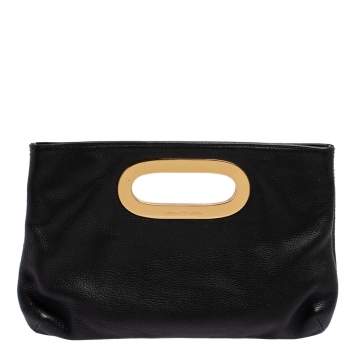 Pre Owned MICHAEL Michael Kors Black Pebbled Leather Berkley Clutch