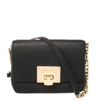 Pre Owned MICHAEL Michael Kors Black Leather Tina Crossbody Bag