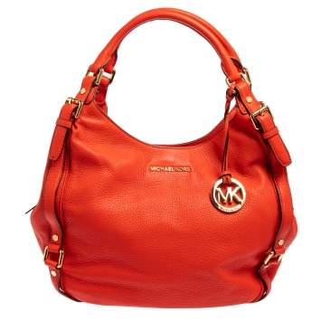 Pre Owned MICHAEL Michael Kors Red Leather Bedford Hobo