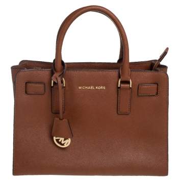 Pre Owned MICHAEL Michael Kors Brown Saffiano Leather Dillon Tote