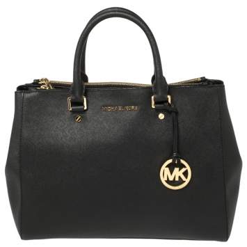 Pre Owned MICHAEL Michael Kors Black Saffiano Leather Large Sutton Tote