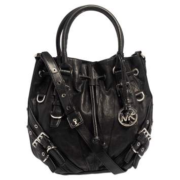 Pre Owned MICHAEL Michael Kors Black Leather Mila Shoulder Bag