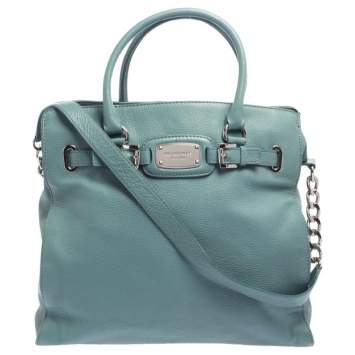 Pre Owned MICHAEL Michael Kors Blue Leather Large Hamilton North South Tote