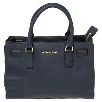 Pre Owned MICHAEL Michael Kors Navy Blue Saffiano Leather Dillon Tote