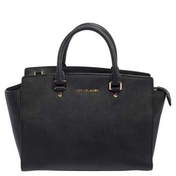 Pre Owned MICHAEL Michael Kors Black Saffiano Leather Large Selma Tote