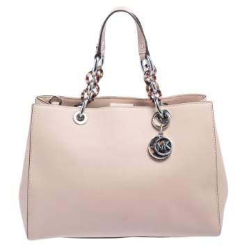 Pre Owned MICHAEL Michael Kors Beige Saffiano Leather Medium Cynthia Tote