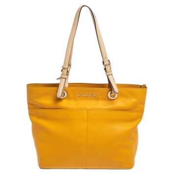 Pre Owned MICHAEL Michael Kors Mustard Soft Leather Bedford Tote