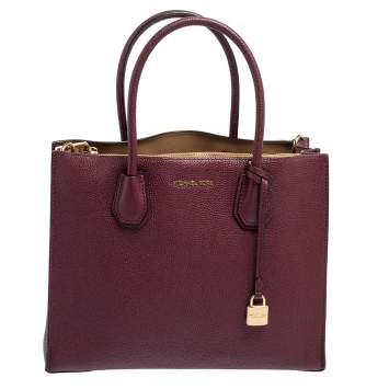 Pre Owned MICHAEL Michael Kors Plum Grained Leather Large Mercer Tote