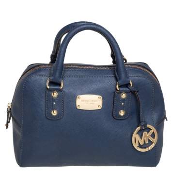 Pre Owned MICHAEL Michael Kors Blue Leather Dome Satchel
