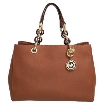 Pre Owned MICHAEL Michael Kors Tan Leather Medium Cynthia Tote
