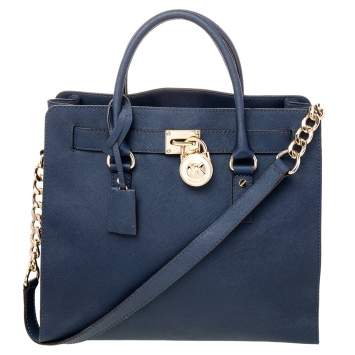 Pre Owned MICHAEL Michael Kors Blue Leather Hamilton Tote
