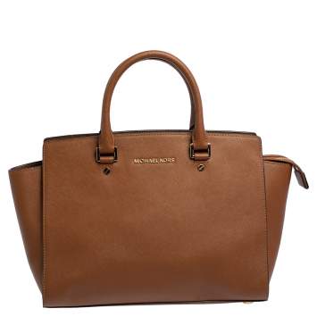 Pre Owned MICHAEL Michael Kors Brown Saffiano Leather Large Selma Tote