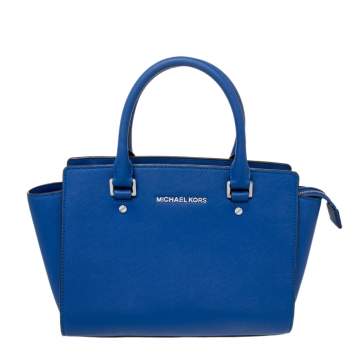Pre Owned MICHAEL Michael Kors Blue Leather Medium Selma Tote
