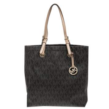 Pre Owned MICHAEL Michael Kors Brown Signature Canvas Large Jet Set Tote